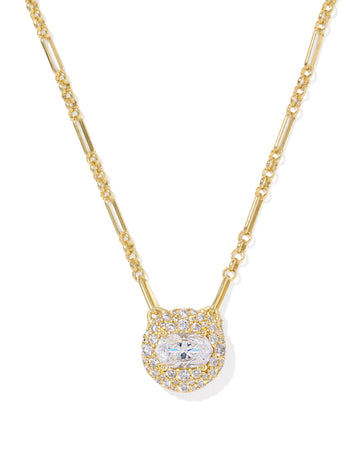KENDRA SCOTT- Bella Gold Short Pendant Necklace in White CZ